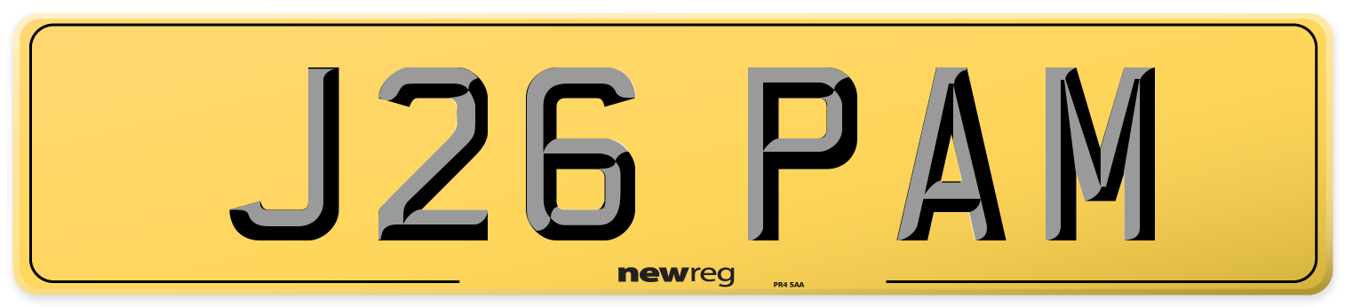 J26 PAM Rear Number Plate