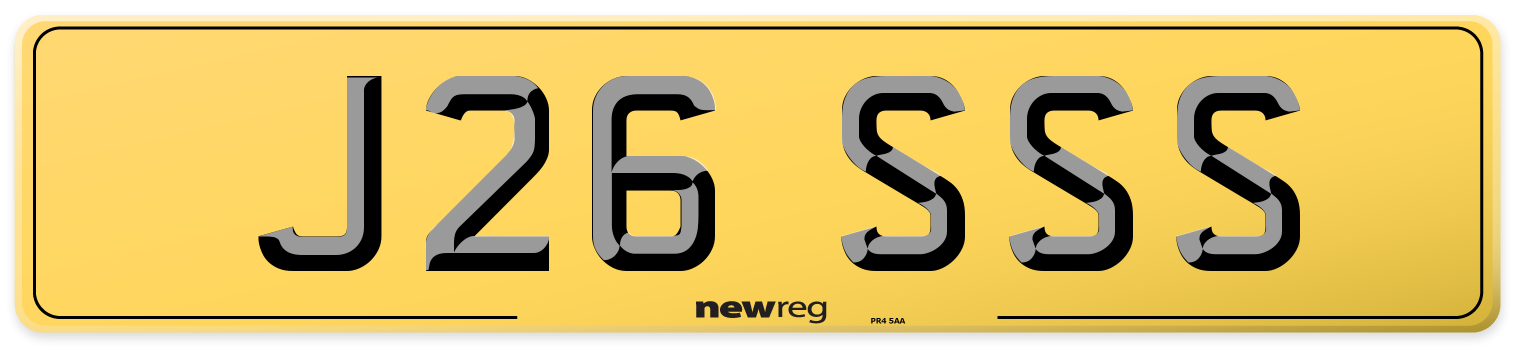 J26 SSS Rear Number Plate