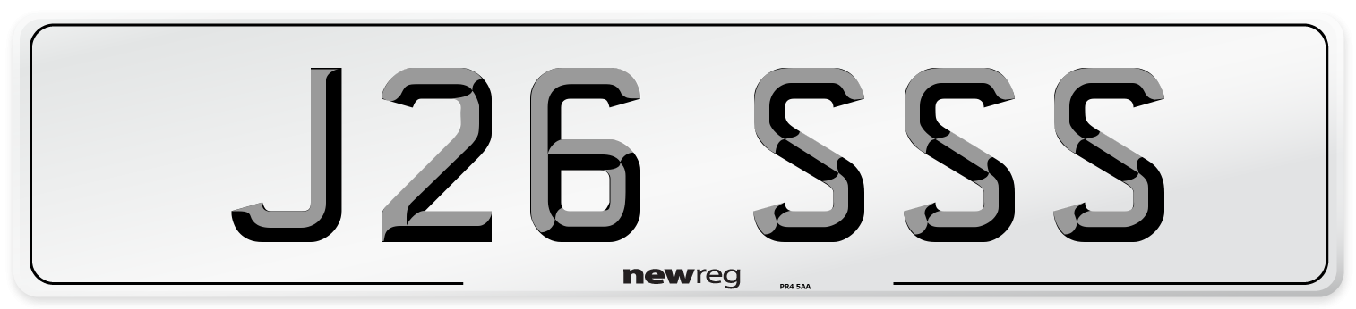 J26 SSS Front Number Plate