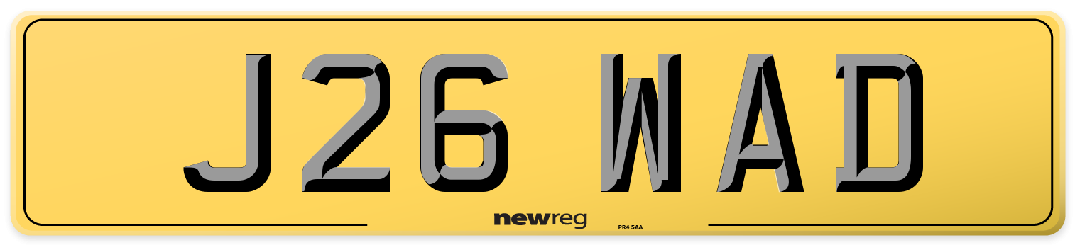 J26 WAD Rear Number Plate