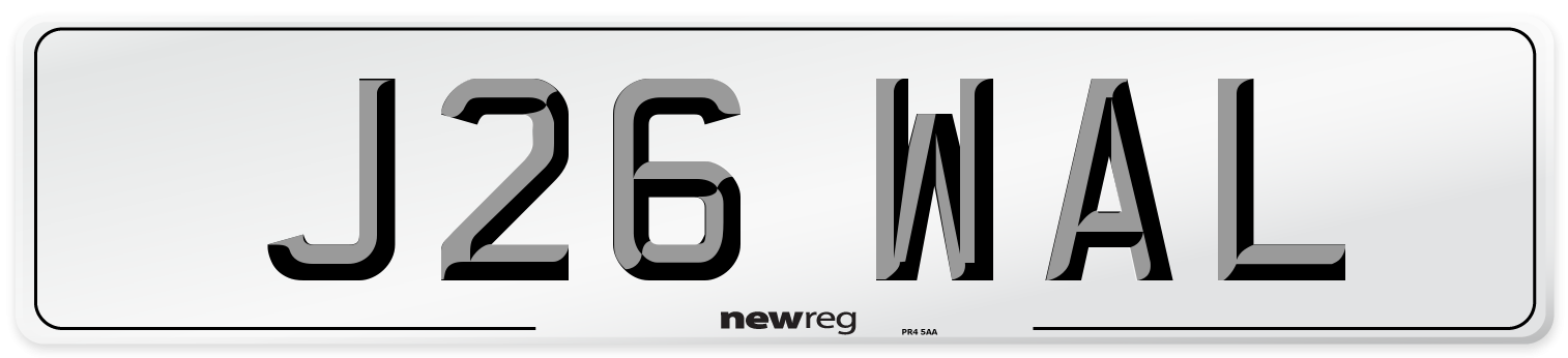 J26 WAL Front Number Plate