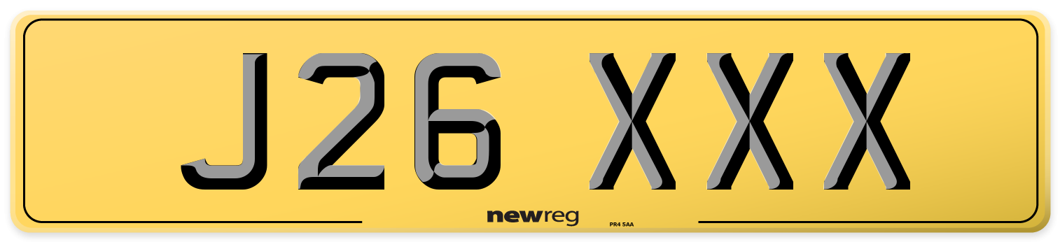J26 XXX Rear Number Plate