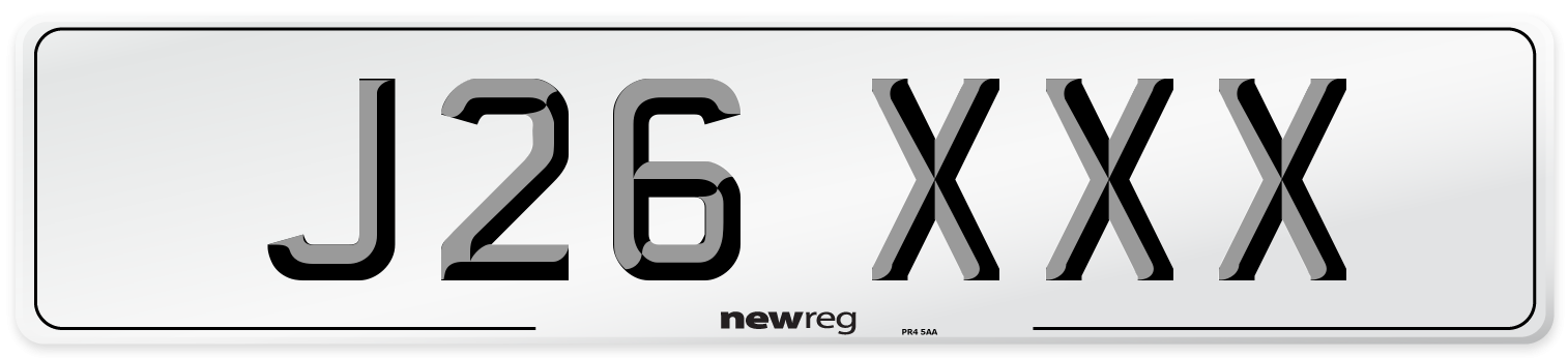 J26 XXX Front Number Plate
