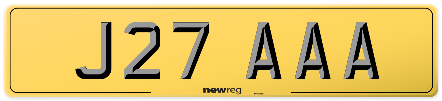 J27 AAA Rear Number Plate