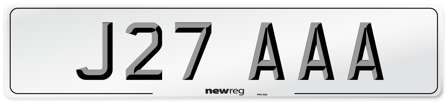 J27 AAA Front Number Plate
