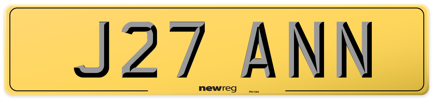 J27 ANN Rear Number Plate