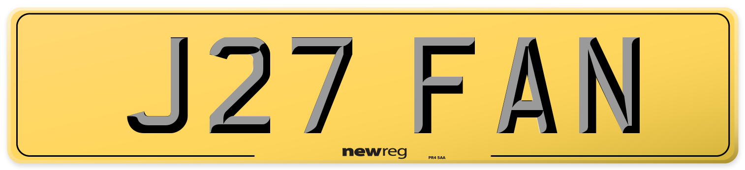J27 FAN Rear Number Plate