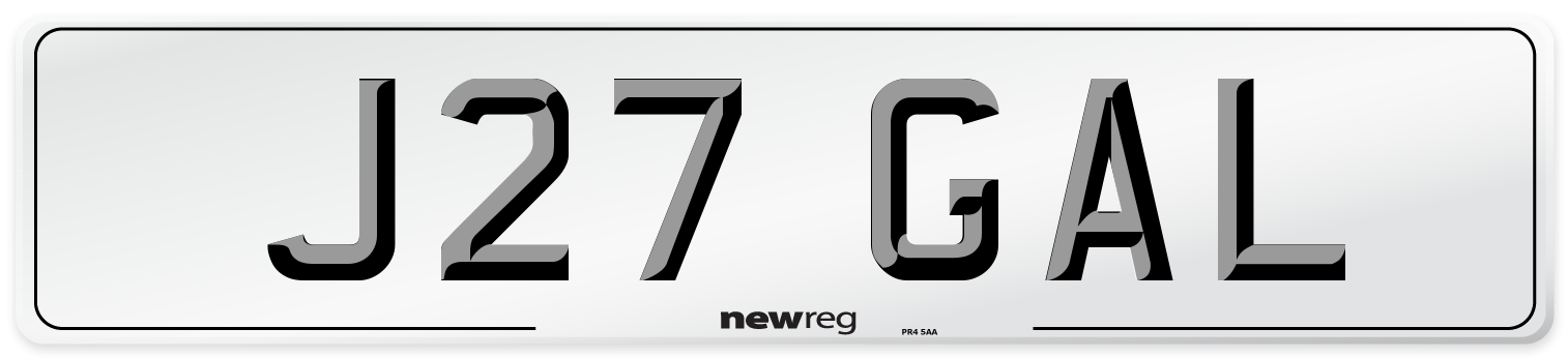 J27 GAL Front Number Plate