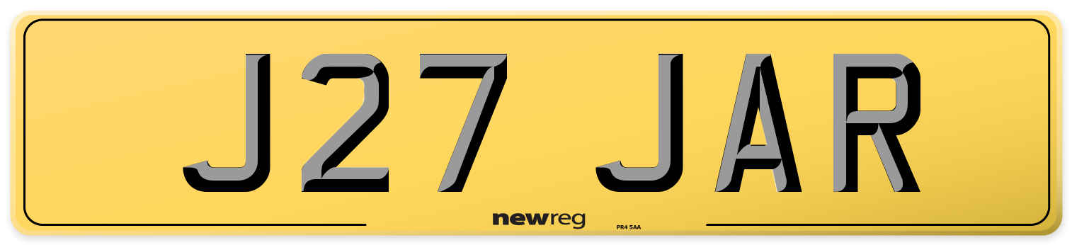 J27 JAR Rear Number Plate