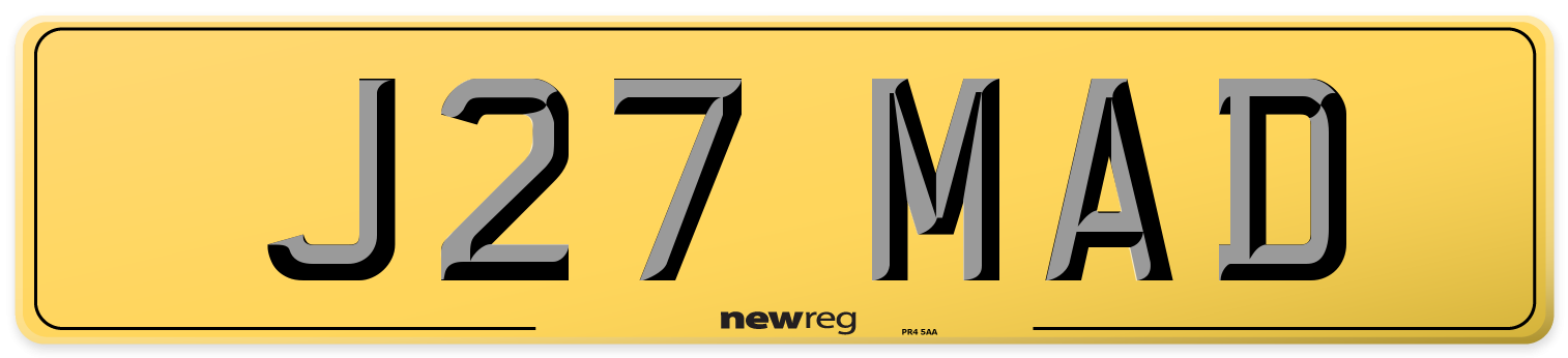 J27 MAD Rear Number Plate