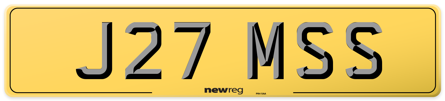 J27 MSS Rear Number Plate