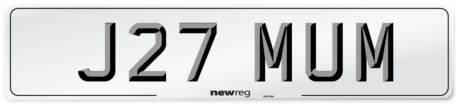 J27 MUM Front Number Plate
