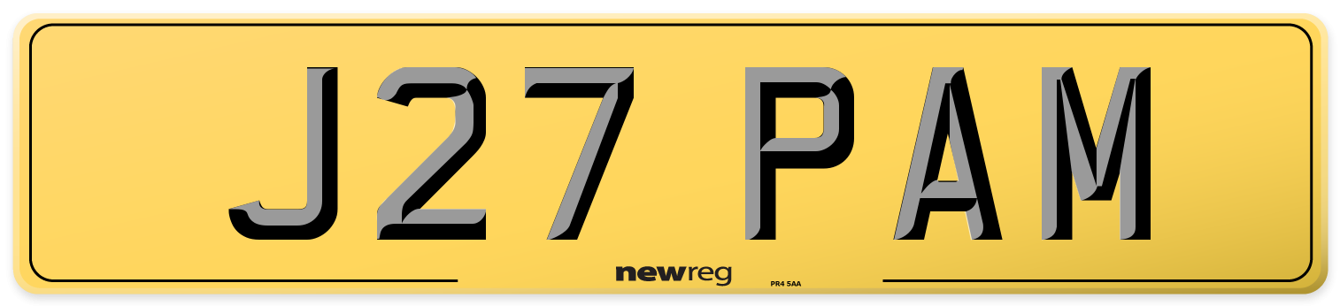 J27 PAM Rear Number Plate