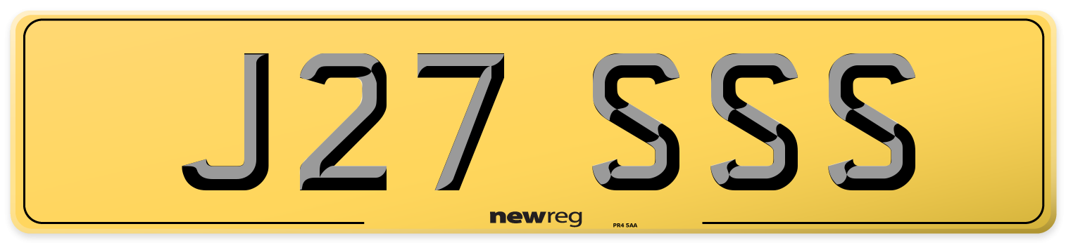 J27 SSS Rear Number Plate