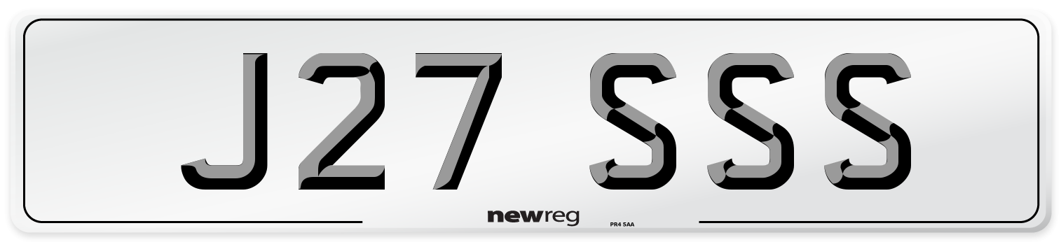 J27 SSS Front Number Plate