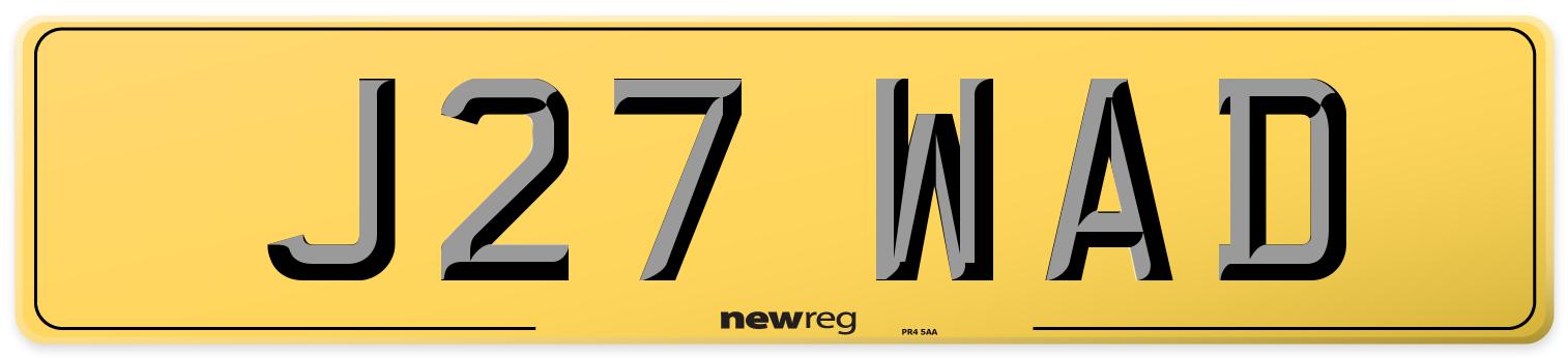 J27 WAD Rear Number Plate