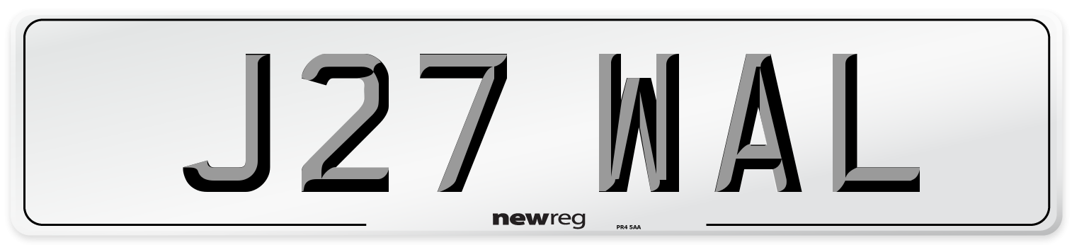 J27 WAL Front Number Plate