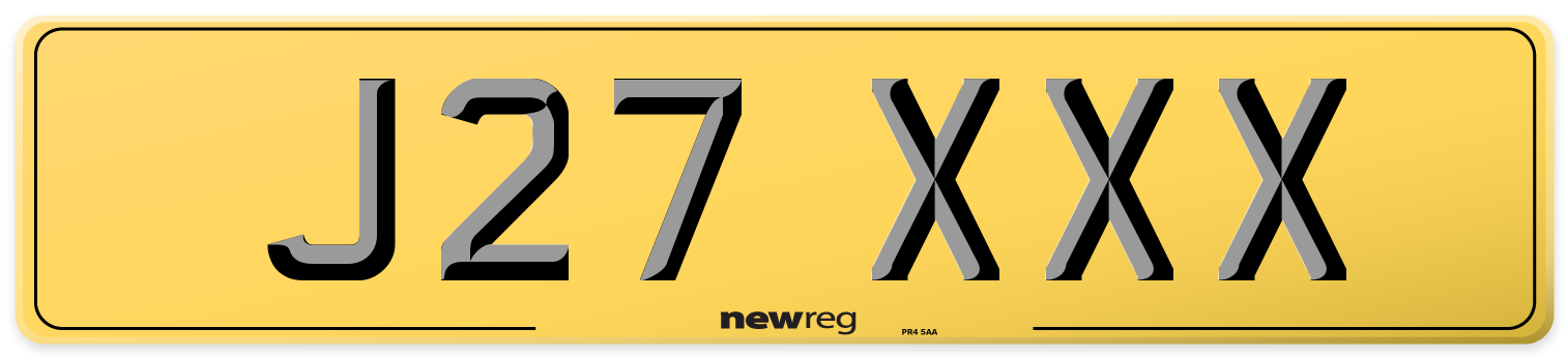 J27 XXX Rear Number Plate