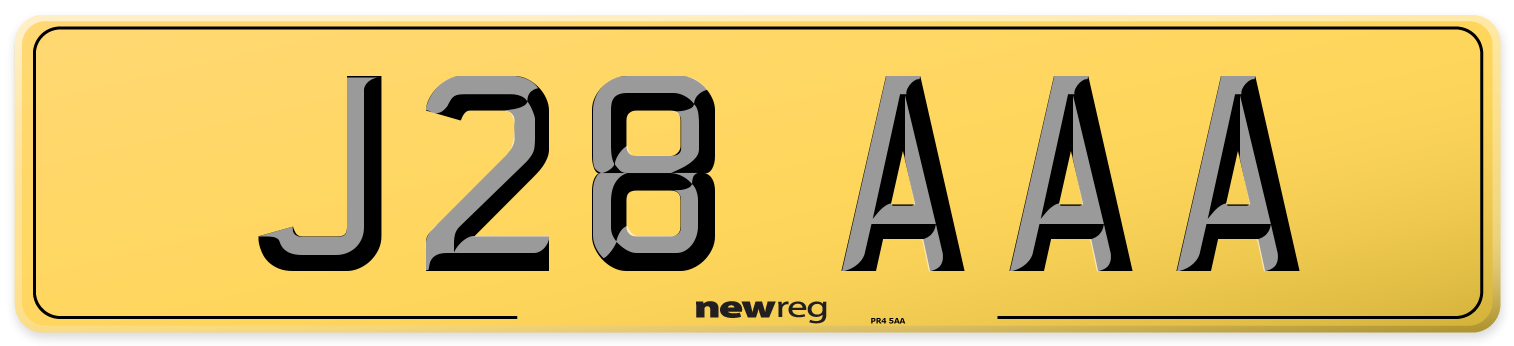 J28 AAA Rear Number Plate