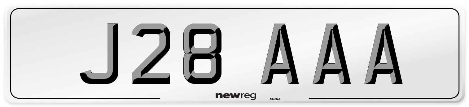 J28 AAA Front Number Plate
