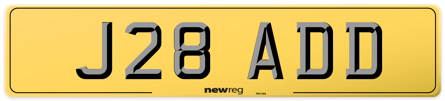J28 ADD Rear Number Plate