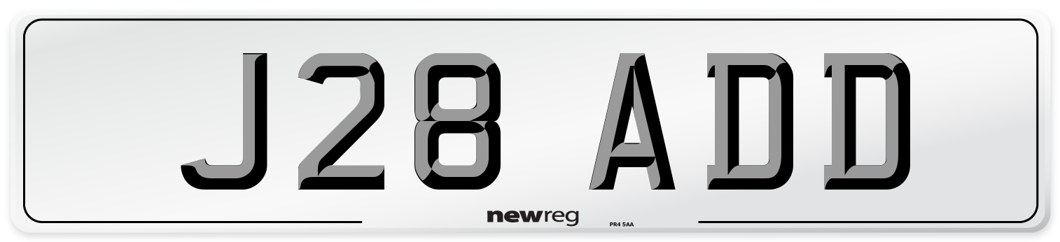 J28 ADD Front Number Plate