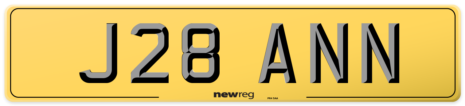 J28 ANN Rear Number Plate