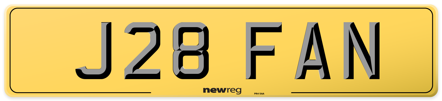 J28 FAN Rear Number Plate