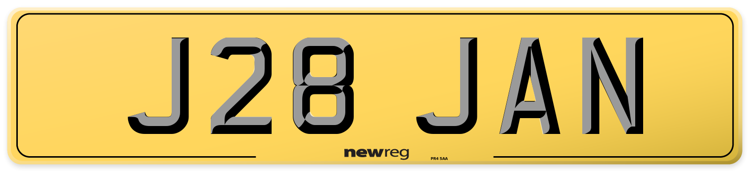 J28 JAN Rear Number Plate