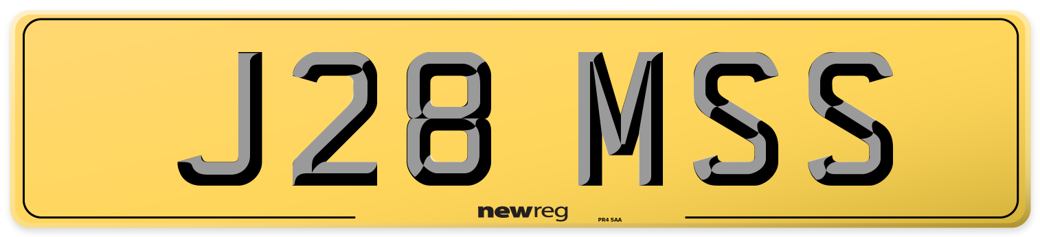 J28 MSS Rear Number Plate