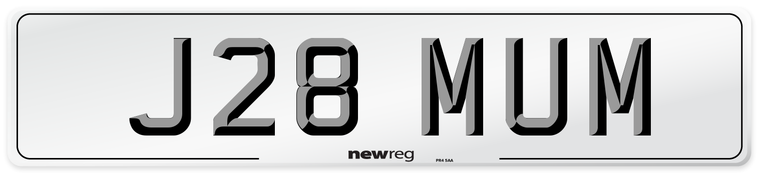 J28 MUM Front Number Plate