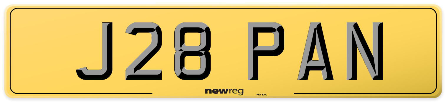 J28 PAN Rear Number Plate