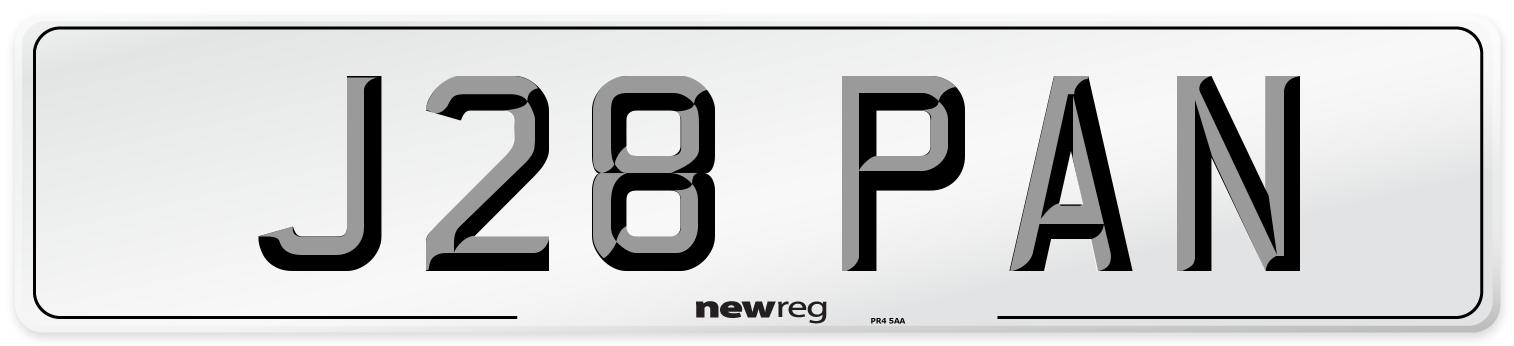 J28 PAN Front Number Plate