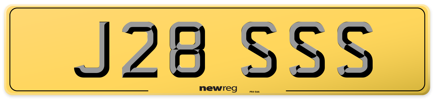 J28 SSS Rear Number Plate