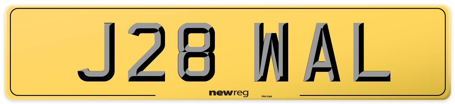 J28 WAL Rear Number Plate