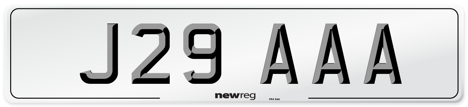 J29 AAA Front Number Plate