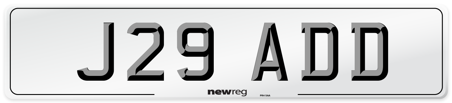 J29 ADD Front Number Plate