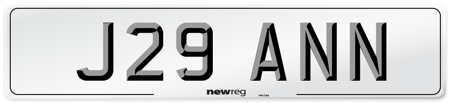 J29 ANN Front Number Plate