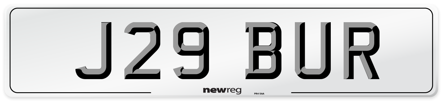 J29 BUR Front Number Plate