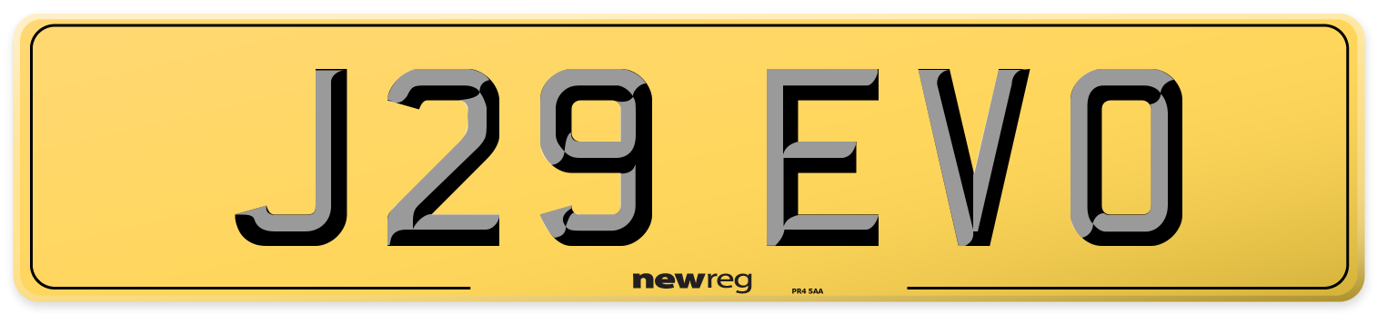 J29 EVO Rear Number Plate