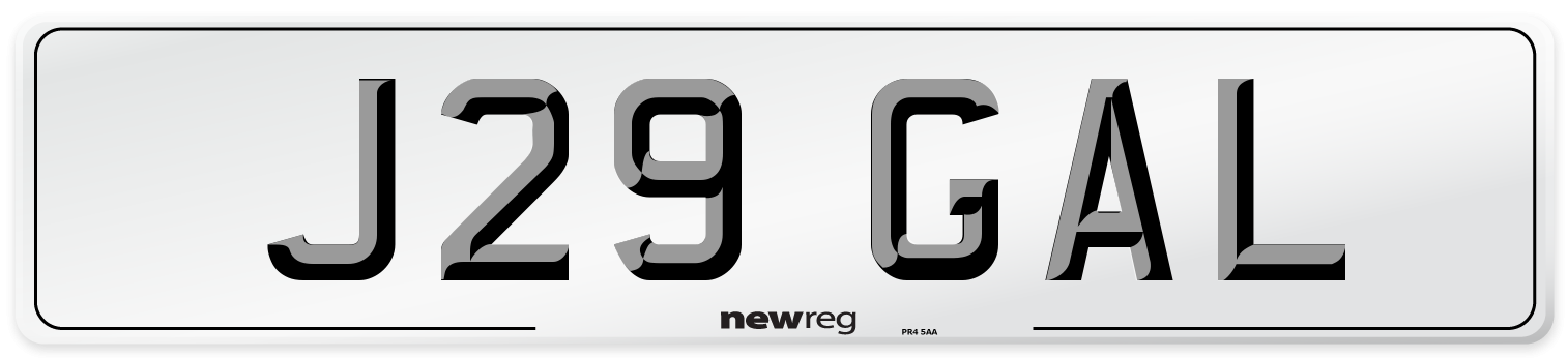 J29 GAL Front Number Plate