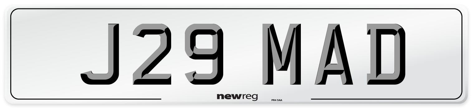 J29 MAD Front Number Plate