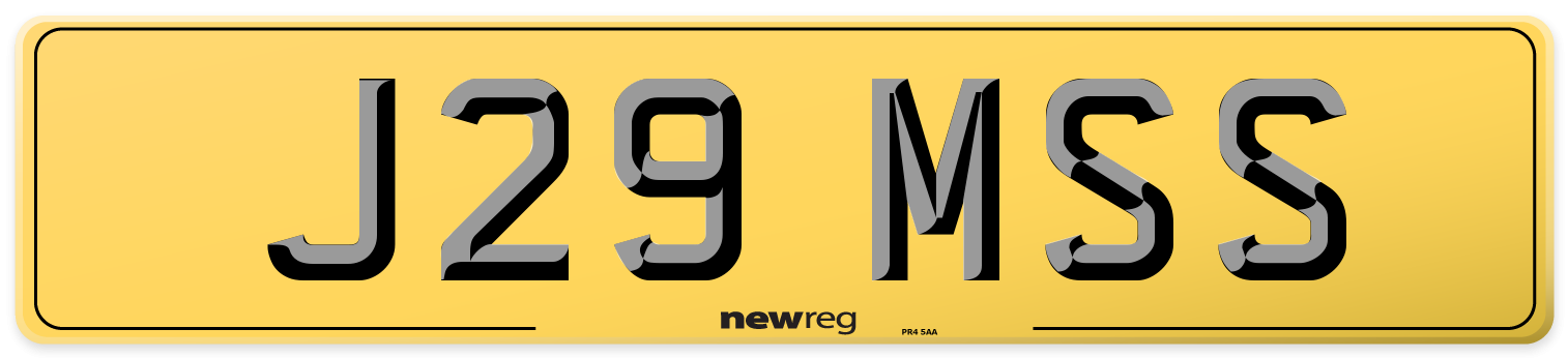 J29 MSS Rear Number Plate