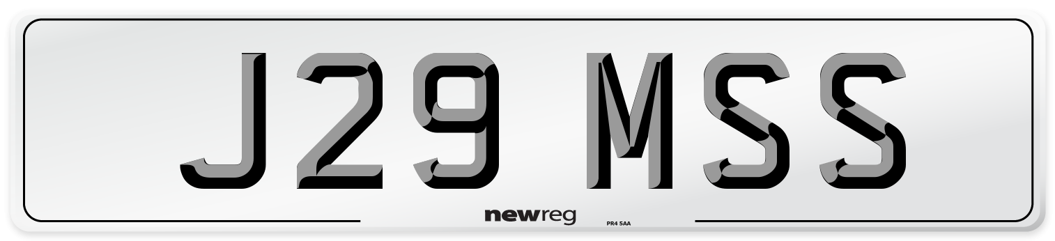 J29 MSS Front Number Plate