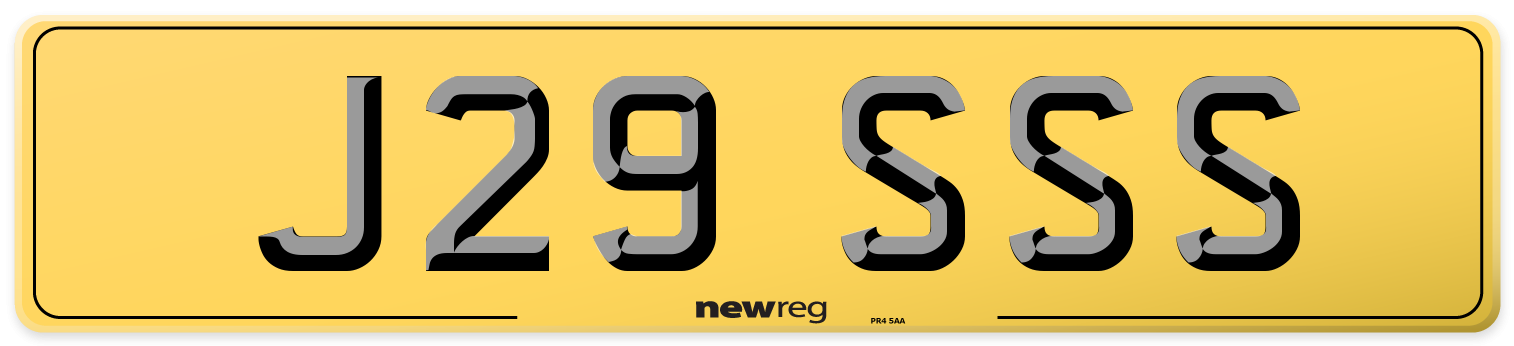 J29 SSS Rear Number Plate