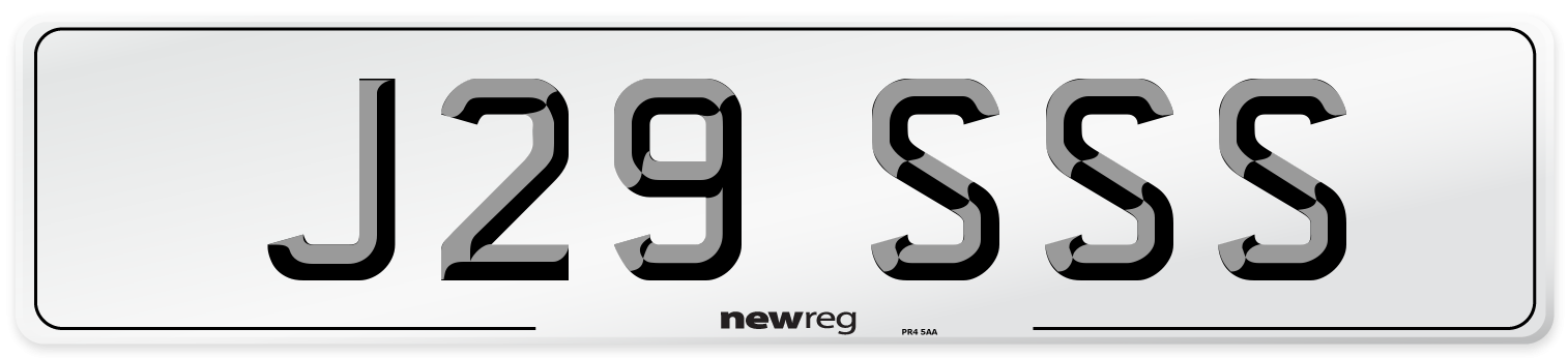 J29 SSS Front Number Plate