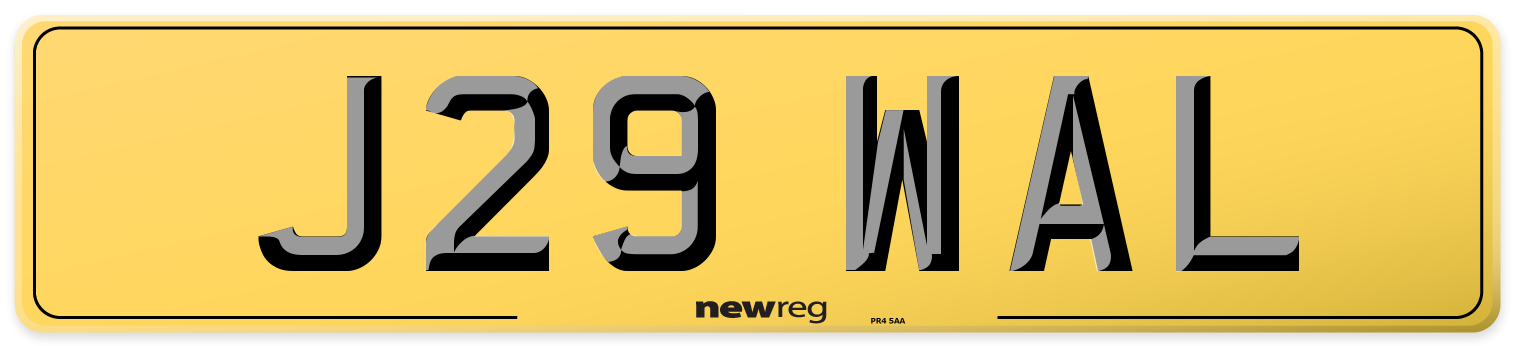 J29 WAL Rear Number Plate