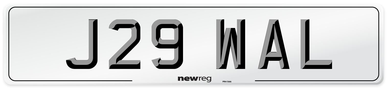 J29 WAL Front Number Plate