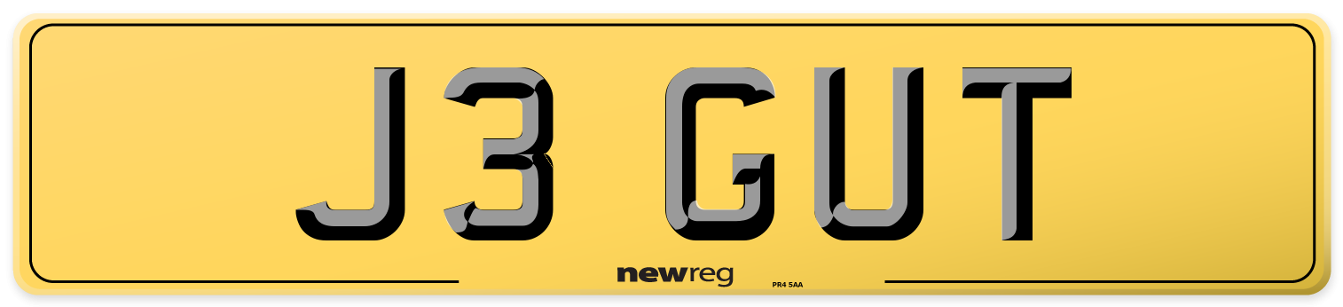 J3 GUT Rear Number Plate