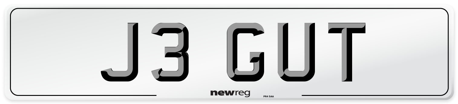 J3 GUT Front Number Plate